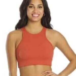 ALLFENIX Burnt Orange Crop Top Sports Bra Tank Womens Small